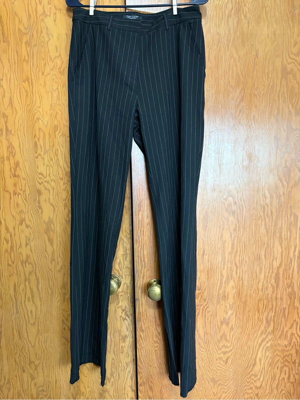Karen Kane Black Pinstripe Straight-Leg Dress Pants
